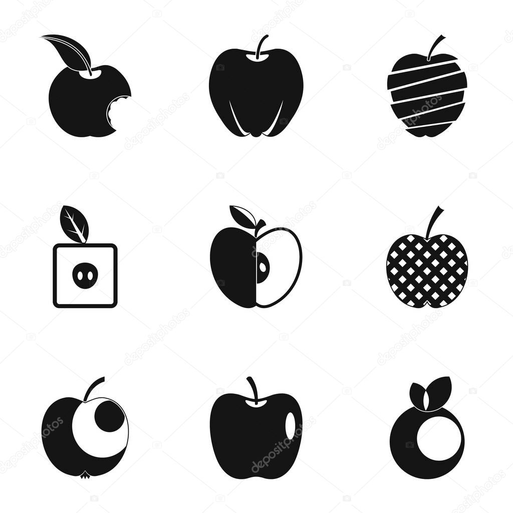 Healthy apple icon set. Simple set of 9 healthy apple vector icons for web isolated on white background