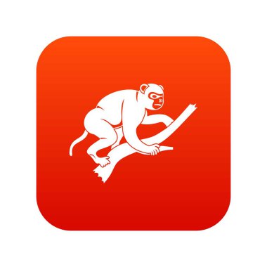 Maymun bir ağaç simgesi dijital kırmızı yukarı tırmanıyor