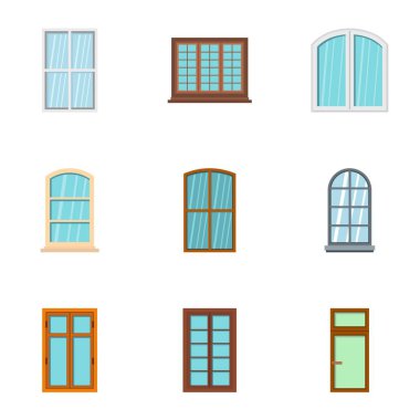 Klasik pencere simge seti, düz stil