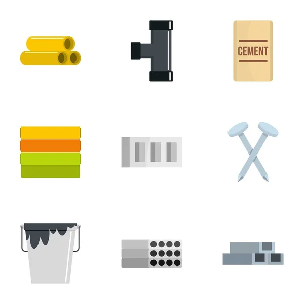 Building tool icon set, flat style — Stock Vector