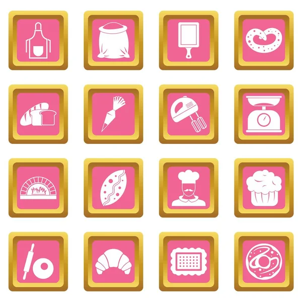 Bakery icons pink — Stock Vector