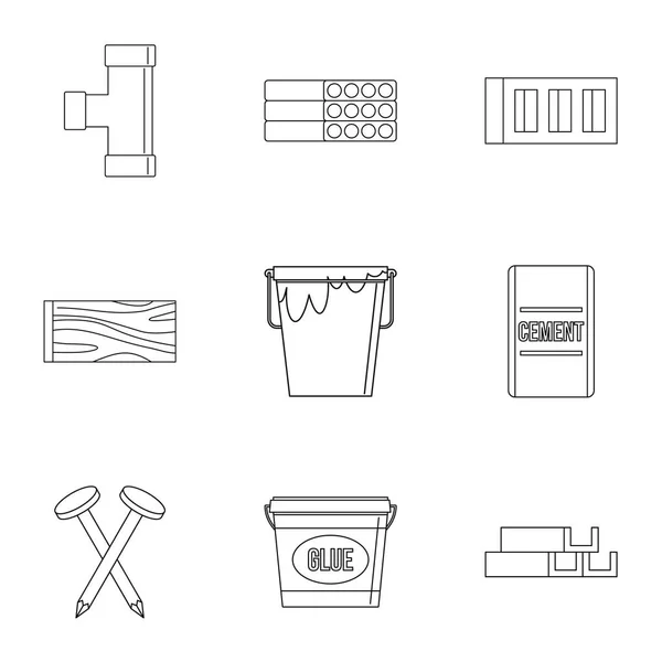 House construction icon set, outline style — Stock Vector