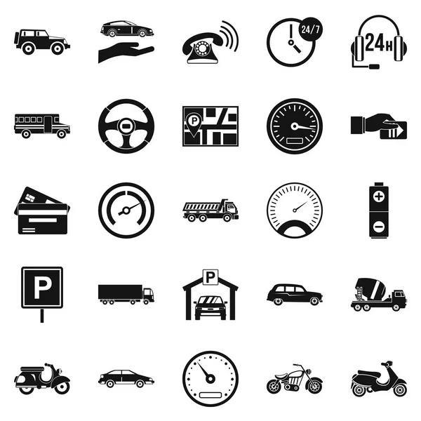 Conjunto de iconos de estacionamiento, estilo simple — Vector de stock