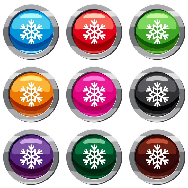 Juego de copos de nieve 9 colección — Vector de stock