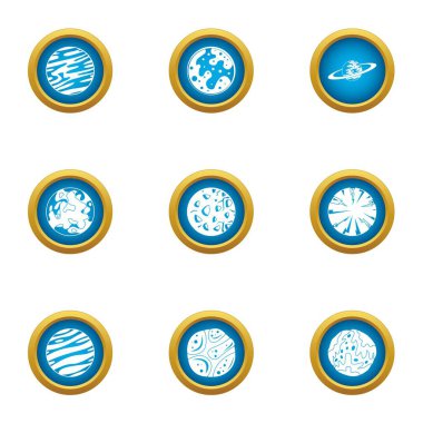 Gezegenin yüzey Icons set, düz stil