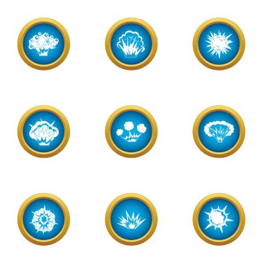 Icons set patlama, düz stil