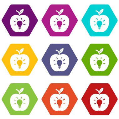 9 vektör ampul elma Icons set