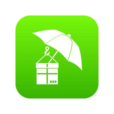 Şemsiye ve bir karton kutu simgesi dijital yeşil