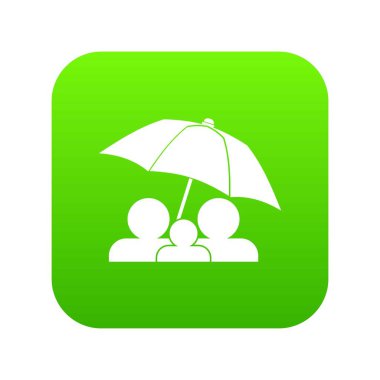 Aile altında şemsiye simgesi dijital yeşil
