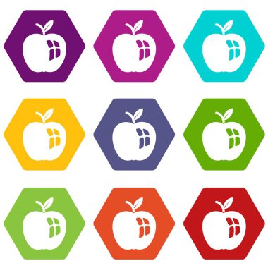 9 vektör olgun elma Icons set