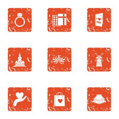 Balayı gezisi simgeler kümesi, grunge tarzı