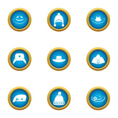 Tuhafiye Icons set, düz stil