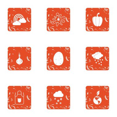 Manzara Icons set, grunge tarzı