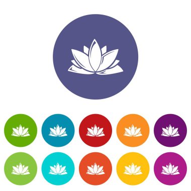 Lotus çiçeği simgeler vektör renk ayarla