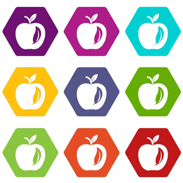 Leaf apple icons set 9 vector — Stock Vector