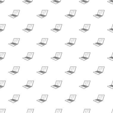 Koruma Kalkanı simgesi, anahat stili ile dizüstü bilgisayar