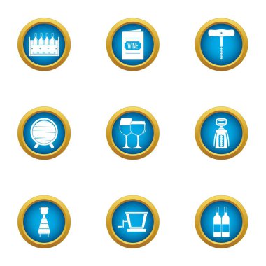 Icons set sarhoş edici, düz stil