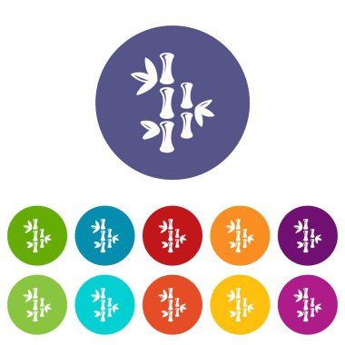 Doğal bambu simgeler vektör renk ayarla