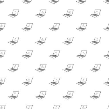 anahat tarzı beyaz zemin üzerinde bir uyarı sinyali simgesi ile dizüstü bilgisayar