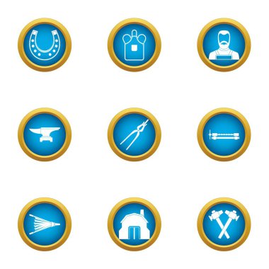 Icons set çekiç, düz stil