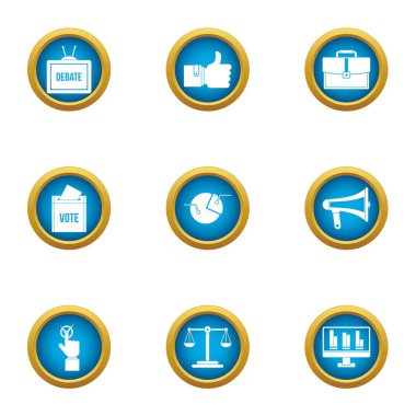 Seçmenlerin Icons set, düz stil