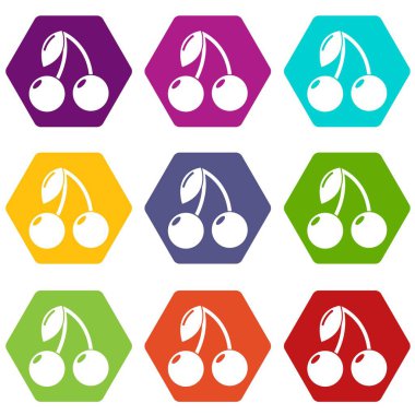 9 vektör kiraz Icons set