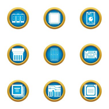 Microcrystal simgeler ayarla, stil düz