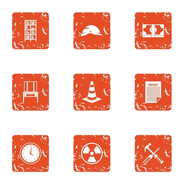 Conjunto de ícones de radiação, estilo grunge — Vetor de Stock