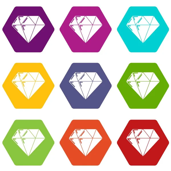 Diamant Icons Set 9 Vektor — Stockvektor