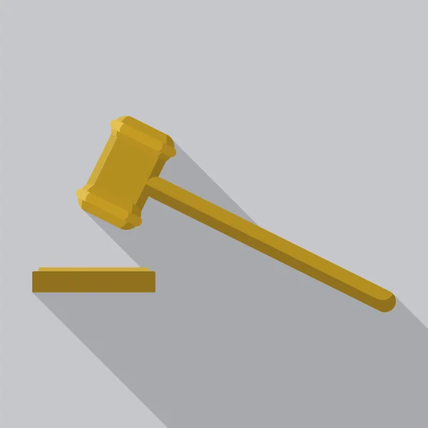 Icône de marteau en bois, style plat — Image vectorielle