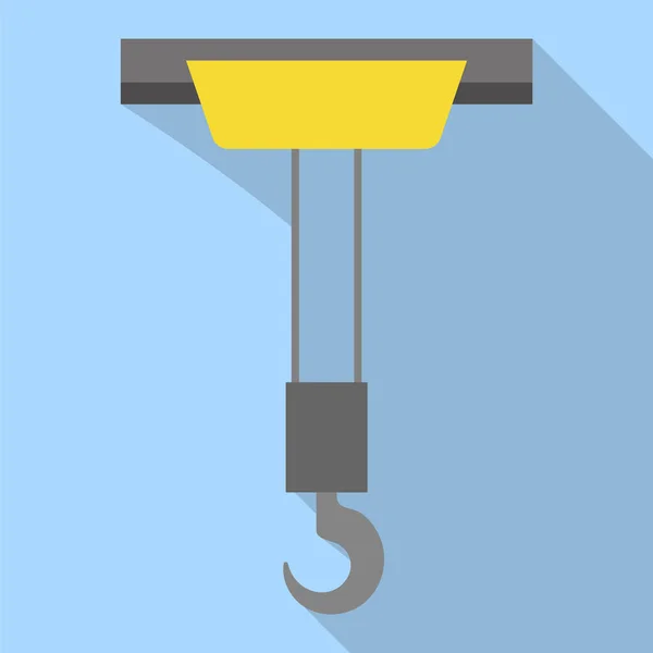 Icono de gancho de grúa de elevación, estilo plano — Vector de stock