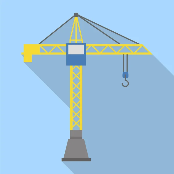 Construction crane icon, flat style — Stock Vector