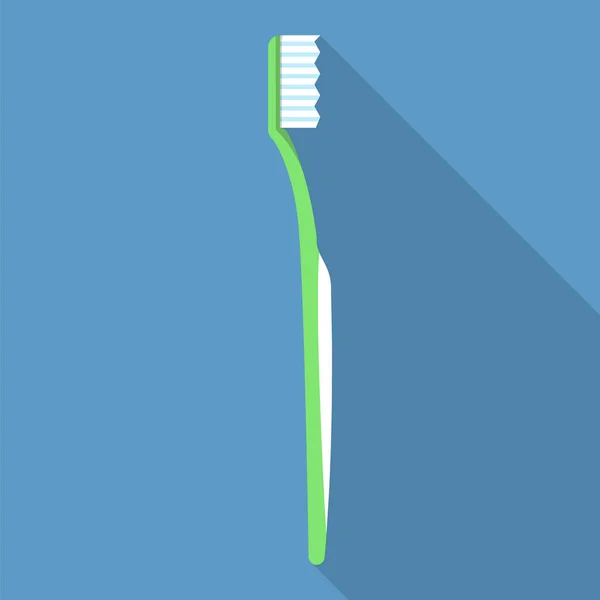 Зелена піктограма зубної щітки, плоский стиль — стоковий вектор