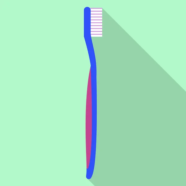 Middellange tandenborstel pictogram, vlakke stijl — Stockvector