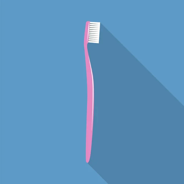 Icono de cepillo de dientes rosa, estilo plano — Vector de stock