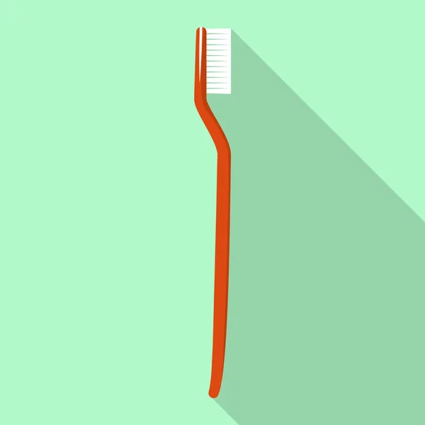 Icono de cepillo de dientes rojo, estilo plano — Vector de stock