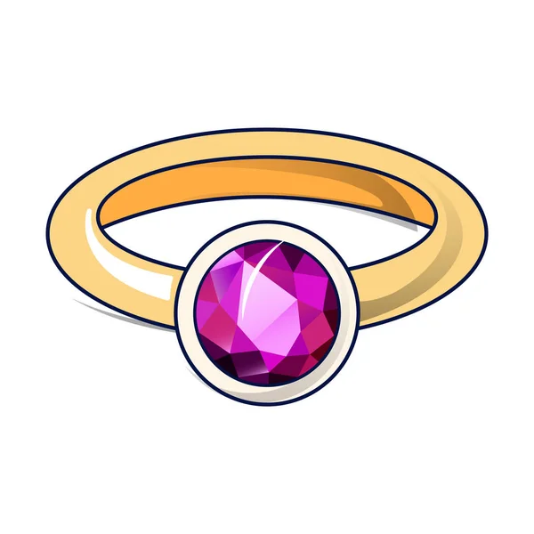 Icono de anillo de rubí, estilo de dibujos animados — Vector de stock