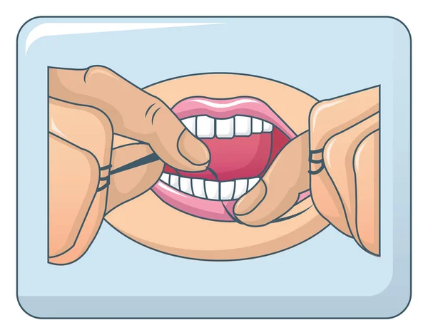 Tandtråd Använd konceptet bakgrund, tecknad stil — Stock vektor