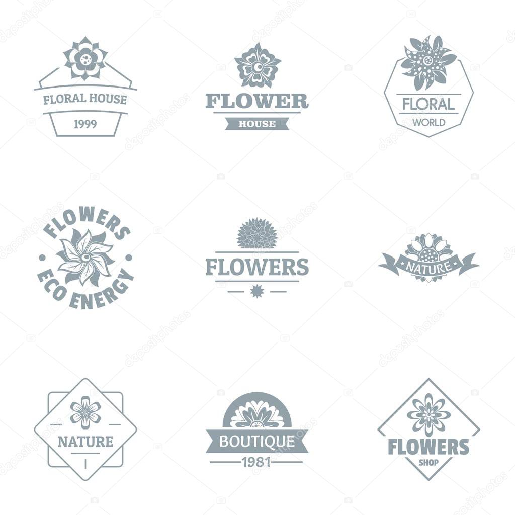 Flower meadow logo set. Simple set of 9 flower meadow vector logo for web isolated on white background