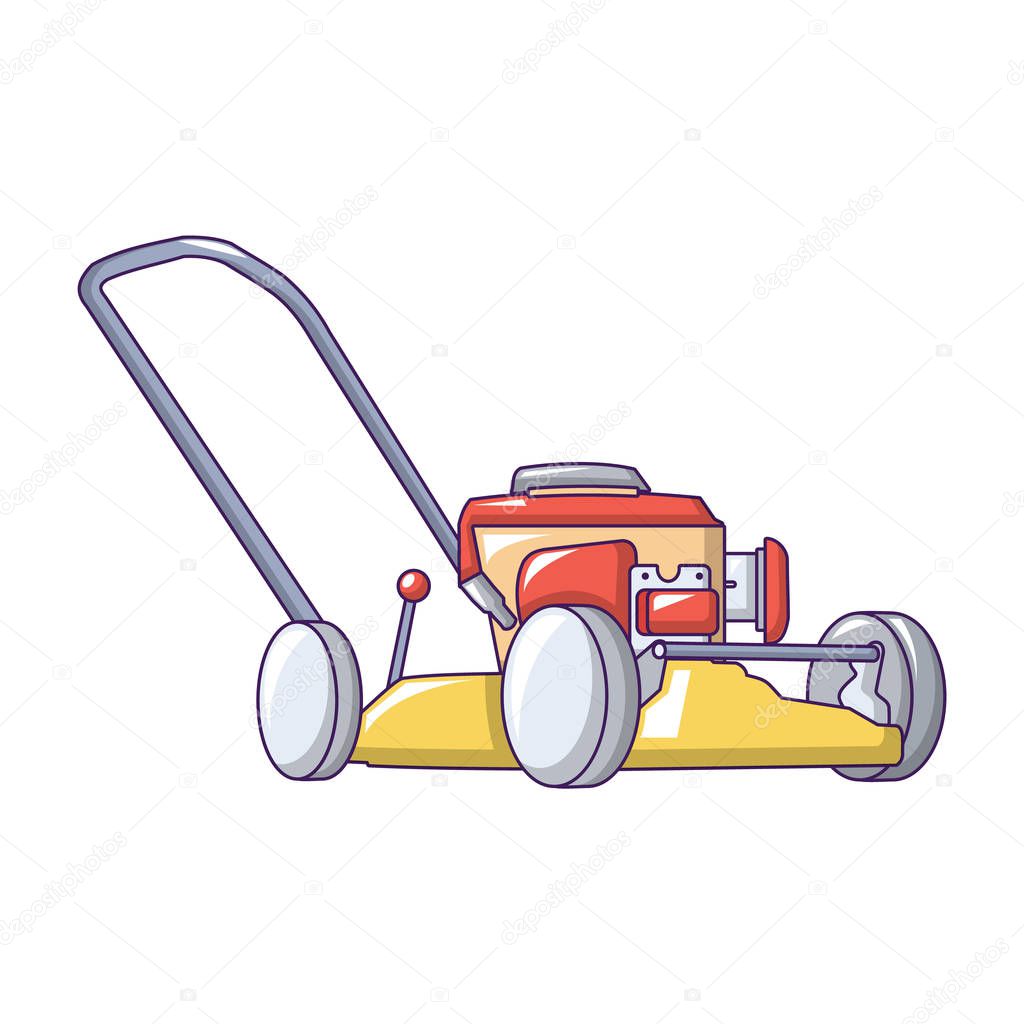 Motor grass cutter icon, cartoon style