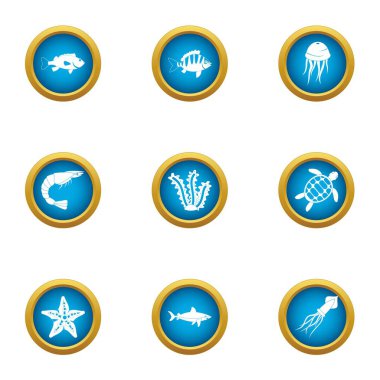 Icons set, düz stil dap