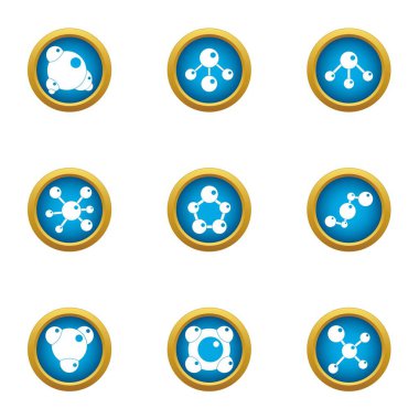 Kimyasal bilgi Icons set, düz stil