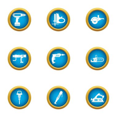 Yüzey işleme Icons set, düz stil