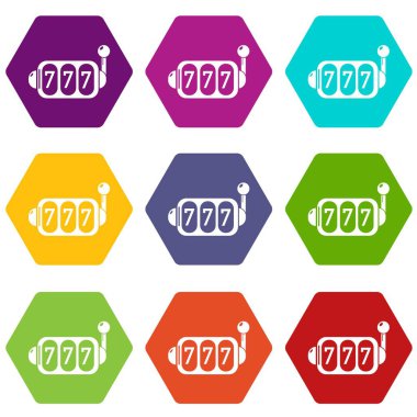 9 vektör slot makinesidir Icons set