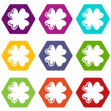 9 vektör quatrefoil yaprak Icons set
