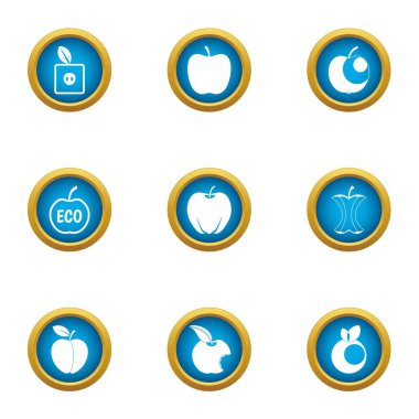 Eko elma simgeler ayarla, stil düz