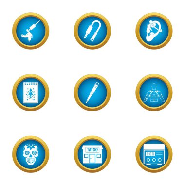 Dövme sokak Icons set, düz stil