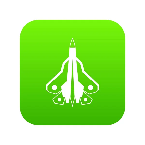 Avion de combat militaire icône numérique vert — Image vectorielle