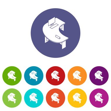 Oval ofiste masa simgeler vektör renk ayarla