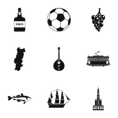 Bağlantı noktası şehir Icons set, basit tarzı